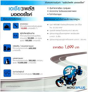 ขายประกัน 3พลัส มอเตอร์ไซค์ คุ้มครองทั้งเราและคู่กรณี ในราคาเพียง 1,699 บาท/คุ้มครอง 1 ปี